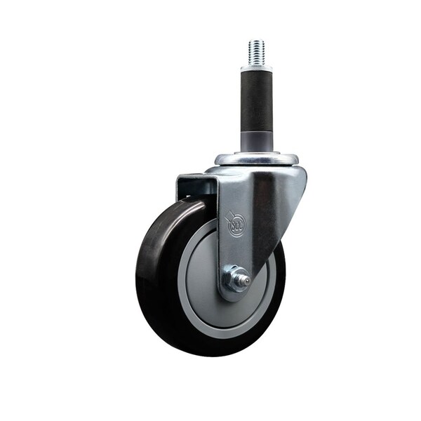 4'' Black Poly Wheel Swivel 1'' Expanding Stem Caster